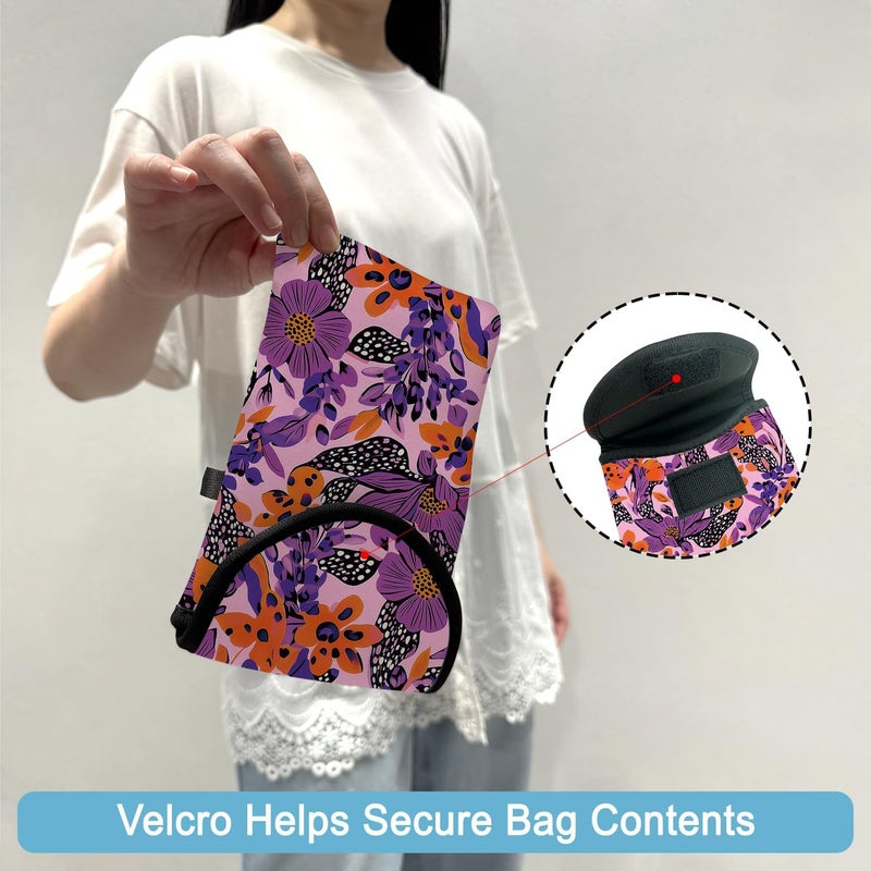 otilil Neoprene Cell Phone Sleeve Pouch Case Bag with Crossbody Strap Neck Lanyard for Women 7.5 X 4.3 in Purple Flower - Image 4